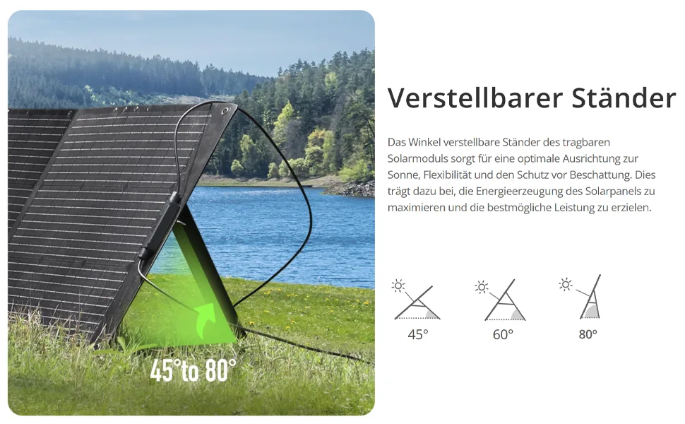 Growatt 100W Glas-Foil Opvouwbaar PV Module – verstelbare standaard, 45 tot 80 graden