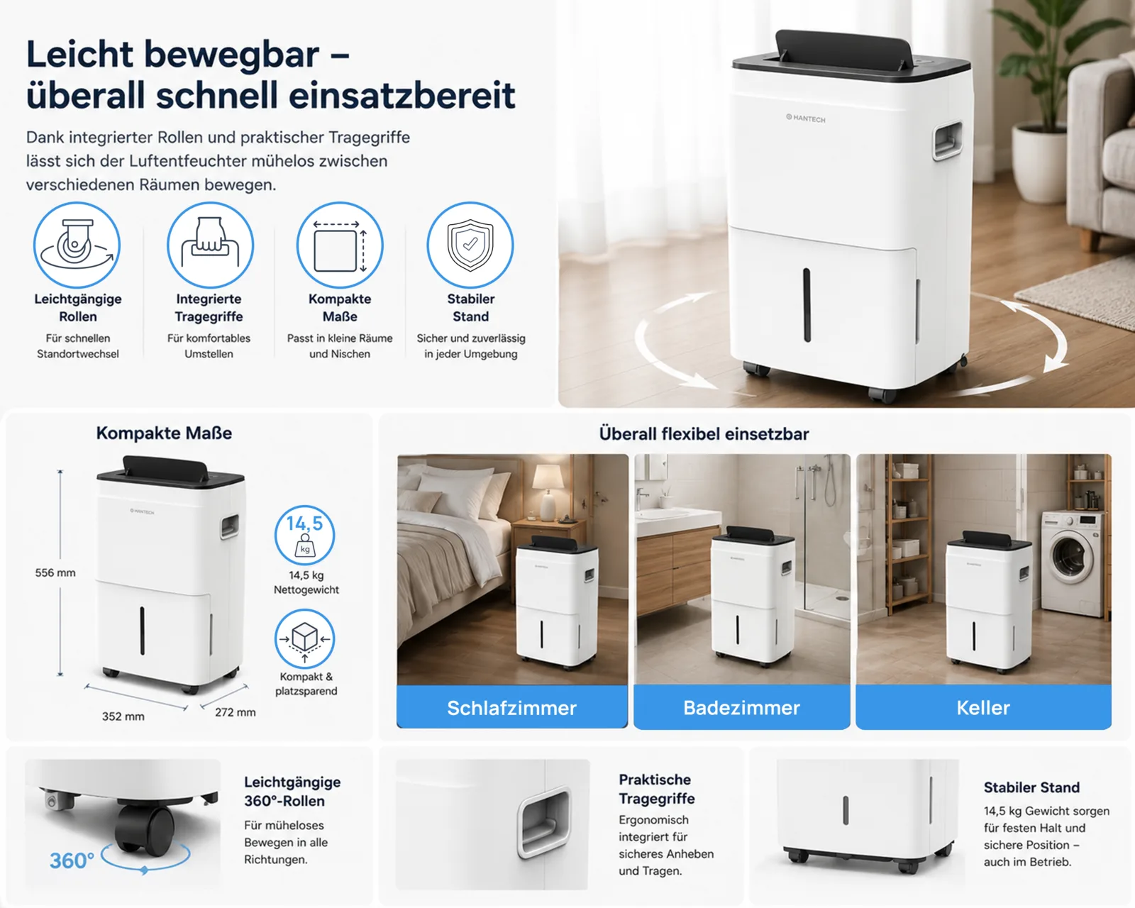 Mobiler kompakter Luftentfeuchter