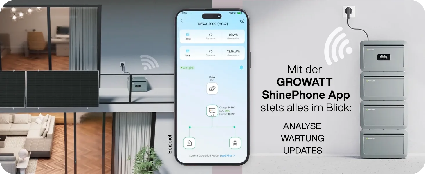 Growatt NEXA 2000 Storage for balcony power plants – ShinePhone App
