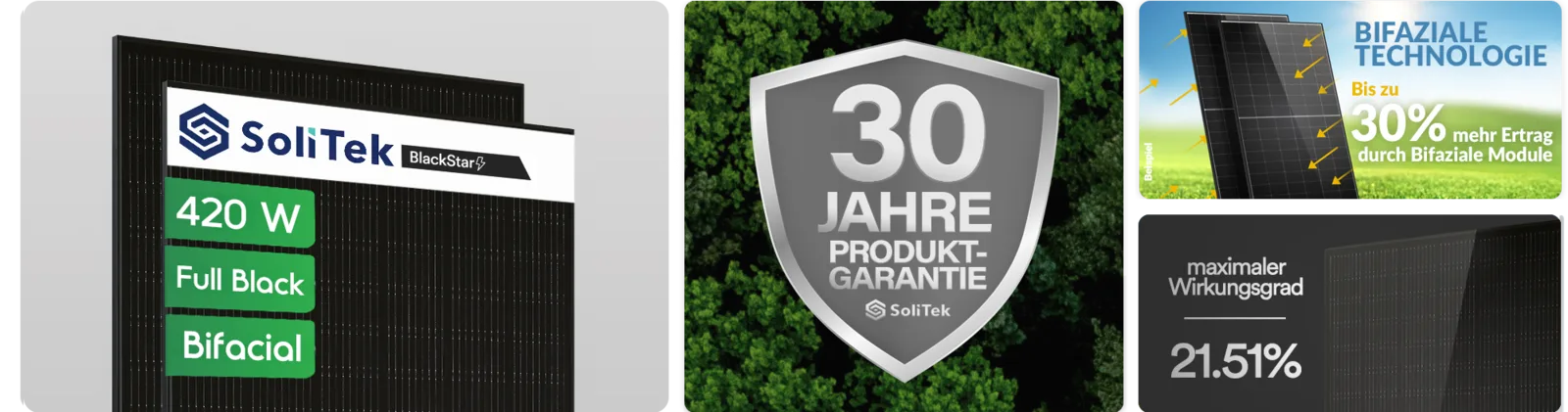 Solitek Blackstar 420W Halbschnitt Glas-Glas Full Black – SoliTek 420 W Full Black, bifazial