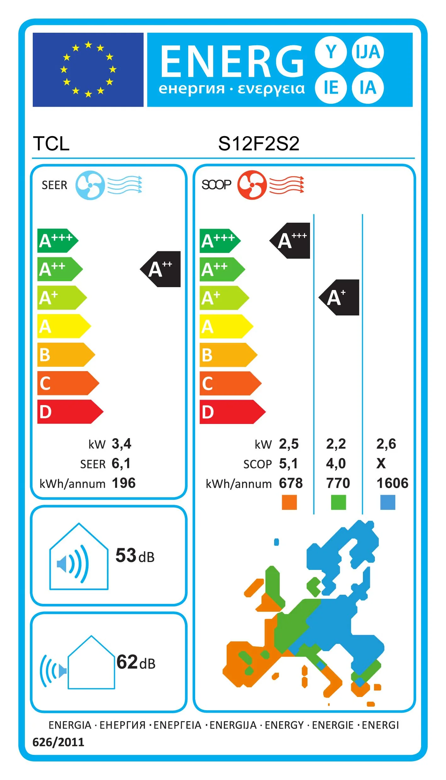 TCL Energy label 12,000 BTU