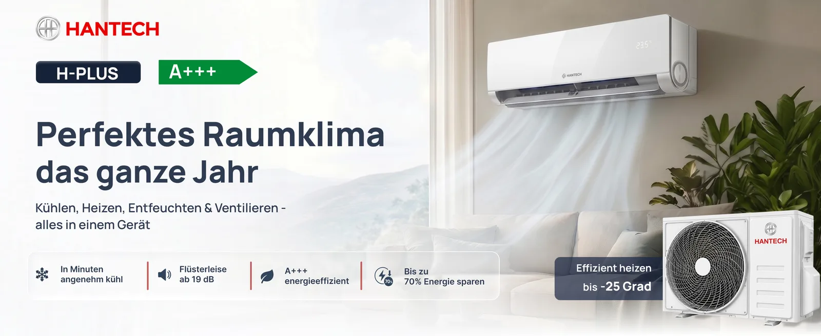 Hantech H-Plus 9000 BTU/h Split-airconditioner Set – Hantech H-Plus, een aangenaam binnenklimaat het hele jaar door