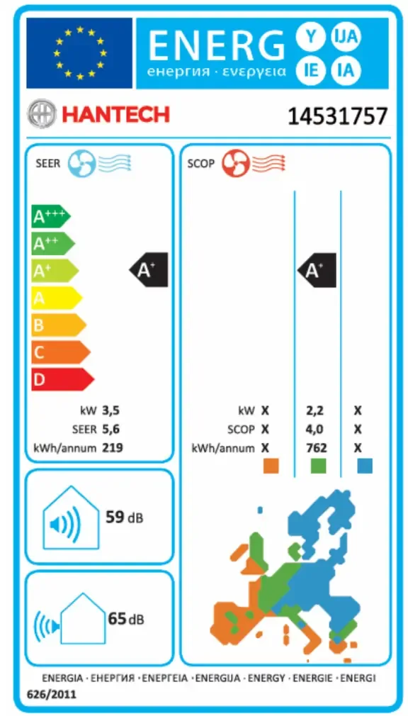 Hantech Mobile Split Air Conditioner – EU energy label