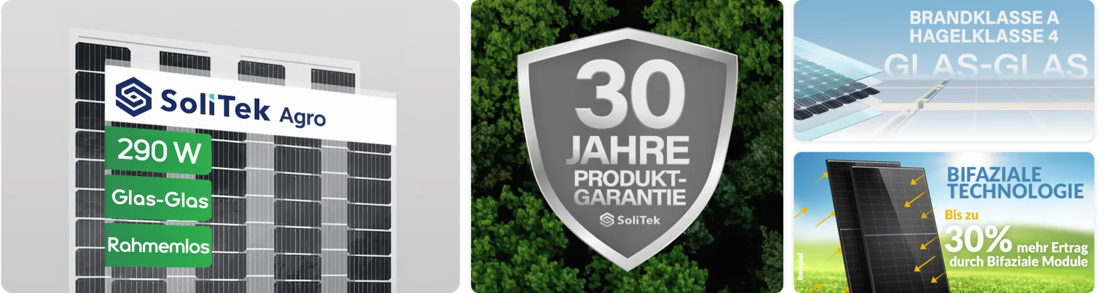 Solitek Solid Agro 290W Glas-Glas Frameless – SoliTek Agro 290 W glas-glas, frameloos, 30 jaar productgarantie