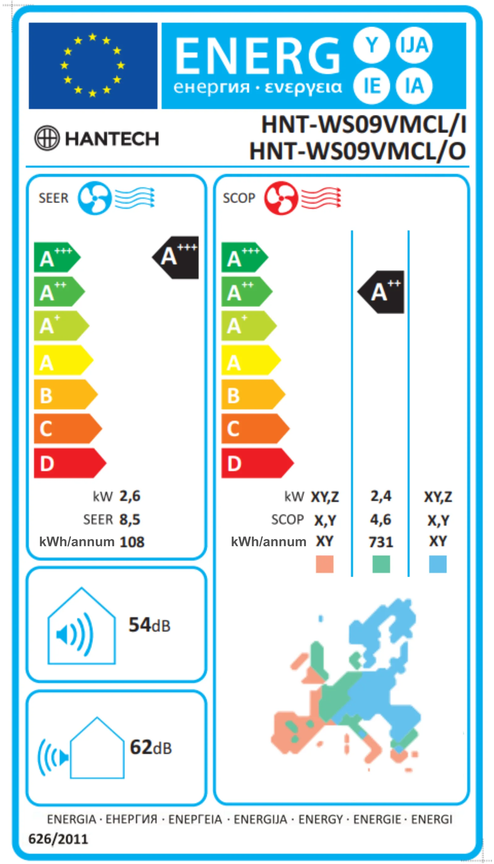 EU-energielabel Hantech HNT-WS09VMCL