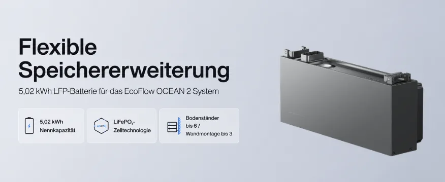 EcoFlow Module de Batterie Ocean 2 5 kWh – EF BD-5-S2 – Extension de stockage flexible, batterie LFP de 5,02 kWh