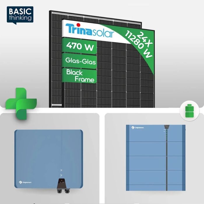 PV Set - 11280Wp PV-Komplettpaket mit 10kWh Batterie + Trina Vertex S+ 470W Glas Glas PV Modul