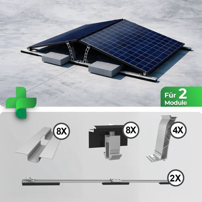 K2 Systems Flachdach Ost/West D-Dome 6.10 Montageset für 2 Modul
