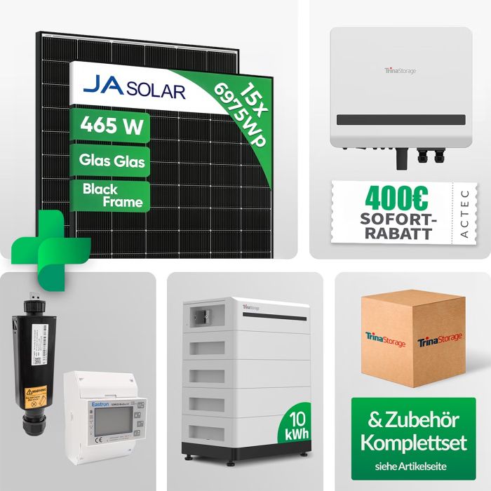 PV Set - 6975Wp PV Komplettset mit 10kWh Batterie + Trina Vertex S+ 465W Black Frame Solar Modul (Notstrom Netzunabhängig)